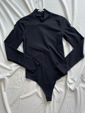 Abercrombie & Fitch Black Long Sleeve Mock Neck Bodysuit